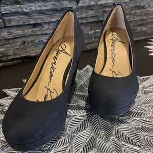 American Rag Cie Black Faux Suede Wedge KENNA Women's Shoes 7.5